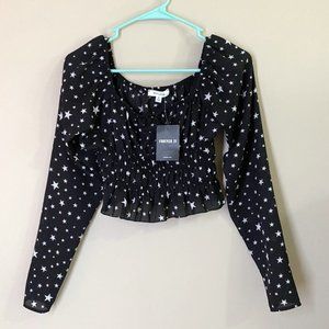 NWT Star Print Sleeved Crop Top